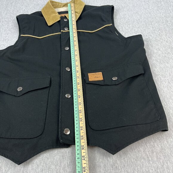 Powder River Outfitters Vest Mens M Black Western Canvas Sherpa Lined Panhandle - Picture 8 of 11